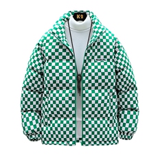 美式高街棋盘格子立领面包服男女情侣装棉服外套班服M0758-P98，男装棉衣，星座308B-2