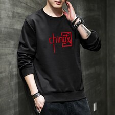 2026秋季新款潮流青少年男士红印花圆领卫衣1210-2-F902-P15，男装卫衣，星座1816-2（原1210–2）