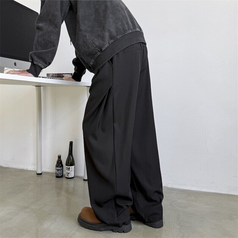 春季港风直筒休闲西裤男韩版宽松坠感丝滑潮百搭X248/P42，男装西裤，电商D202-1