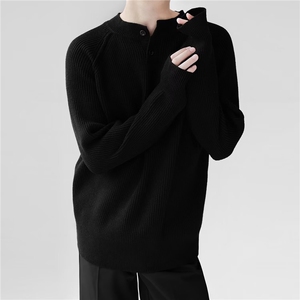 WK0671-P52网络图原版高品质纯色毛衣服秋冬针织衫黑色白色深灰色图片