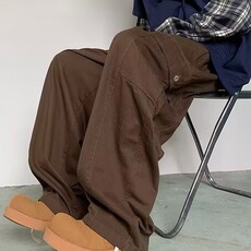 春秋季日系复古纯色工装裤男简约潮牌休闲宽松阔腿直筒裤A627/P58，男装工装外套，星座506