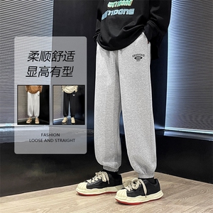 黑色运动裤子男潮牌阔腿束脚裤篮球百搭宽松卫裤  WK605-1特批24图片