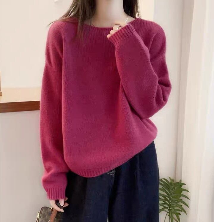 2025年秋季常规套头长袖圆领宽松时尚百搭通勤简约休闲，女装羊毛衫，梵泰羊绒
