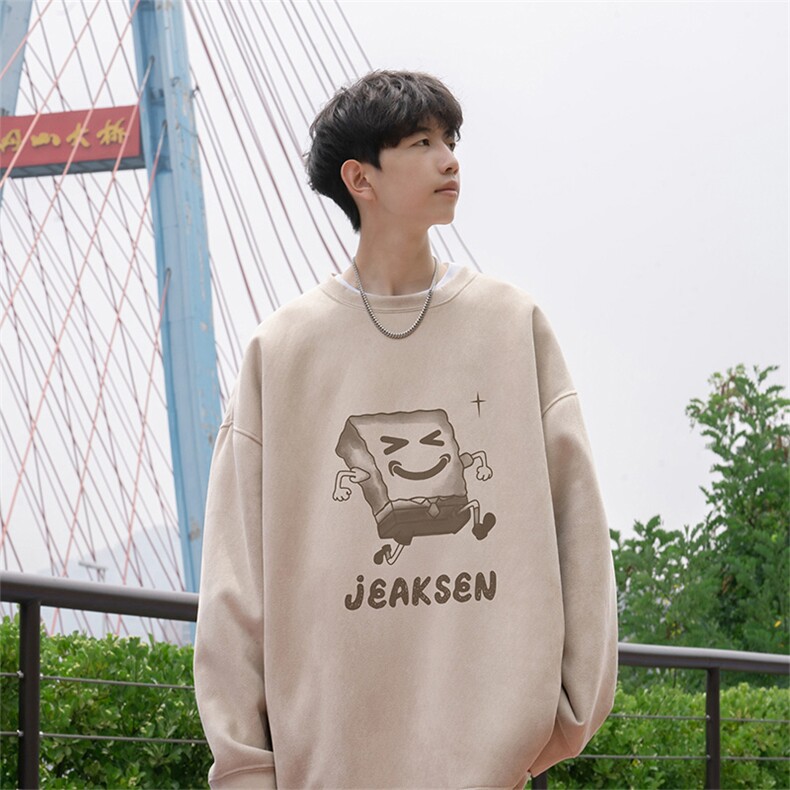 抖音得物高品质海绵宝宝麂皮绒宽松圆领卫衣wyjp5621-特p35控69,男装卫衣,星座605(原A050)