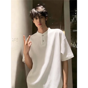 亨利领短袖T恤男夏潮牌美式重磅痞帅百搭半截袖上衣513DT3504P37图片