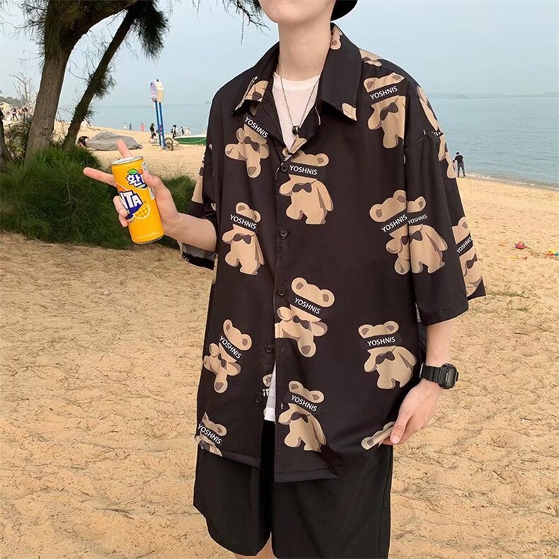 短袖衬衫春款男港风潮流C0008P32,男装衬衫,星座1116-2