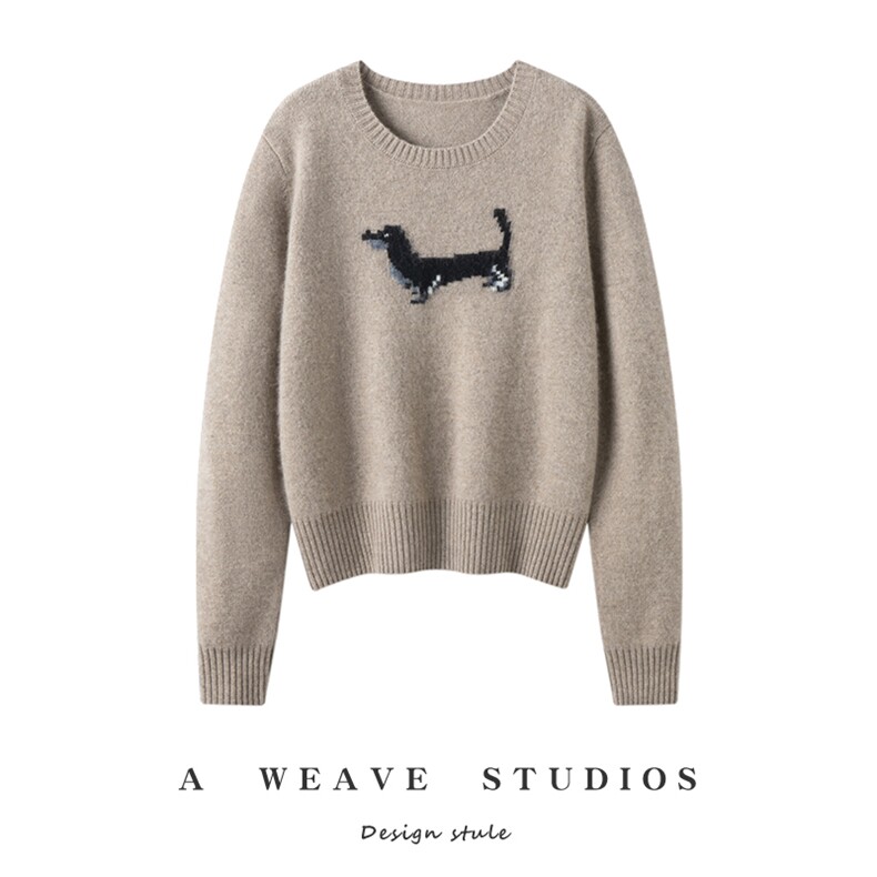 2025百搭时尚小黑狗套衫，女装针织衫/毛衣，兴泰羊绒