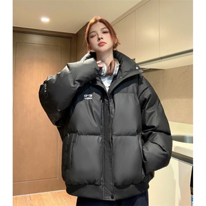 冬装新 港风PU软皮棉服刺绣logo棉衣休闲加厚外套男女 G1103 P128图片