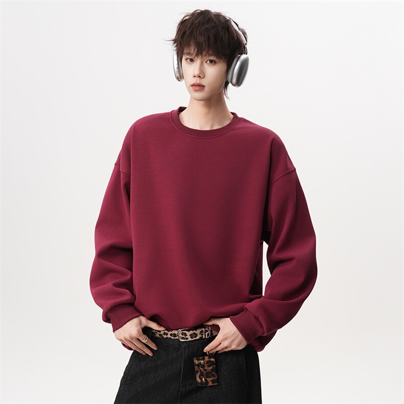 2026春新男女同款华棉光板纯色圆领卫衣A158-WY25-P22加绒25，男装卫衣，电商A158