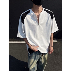 300克得物重磅100纯棉宽松撞色结构感光板短袖T恤男RH5029-特P35，男装T恤，星座610B-1