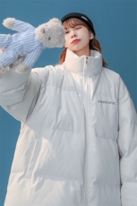 中性22冬季字母印花立领简约棉衣宽松加厚棉服MY2024P85控108，男装棉衣，A247A