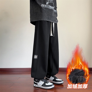 美式重磅卫裤男潮牌宽松直筒运动简约加绒休闲裤D017-P45加绒P50图片