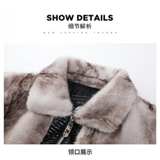 秋冬男士加厚御寒保暖防金貂绒皮草外套短款时尚男装虎纹大貂冬季，男装夹克，钱塘6003（原4033）