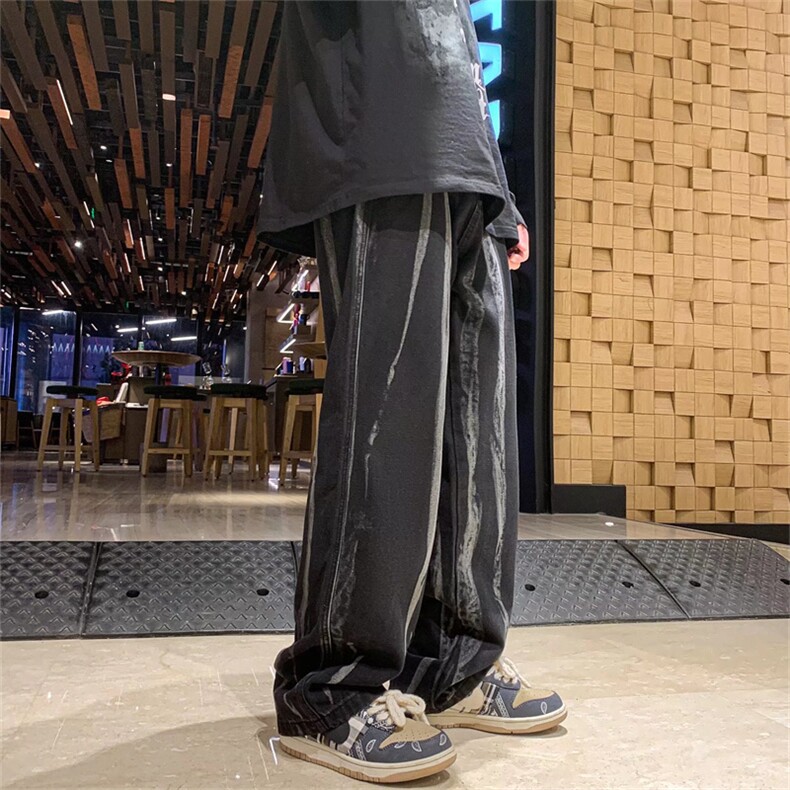 高街vibe风裤子男春秋ins潮牌美式复古扎染牛仔裤男宽松N5309-P43,男装牛仔裤,星座1008