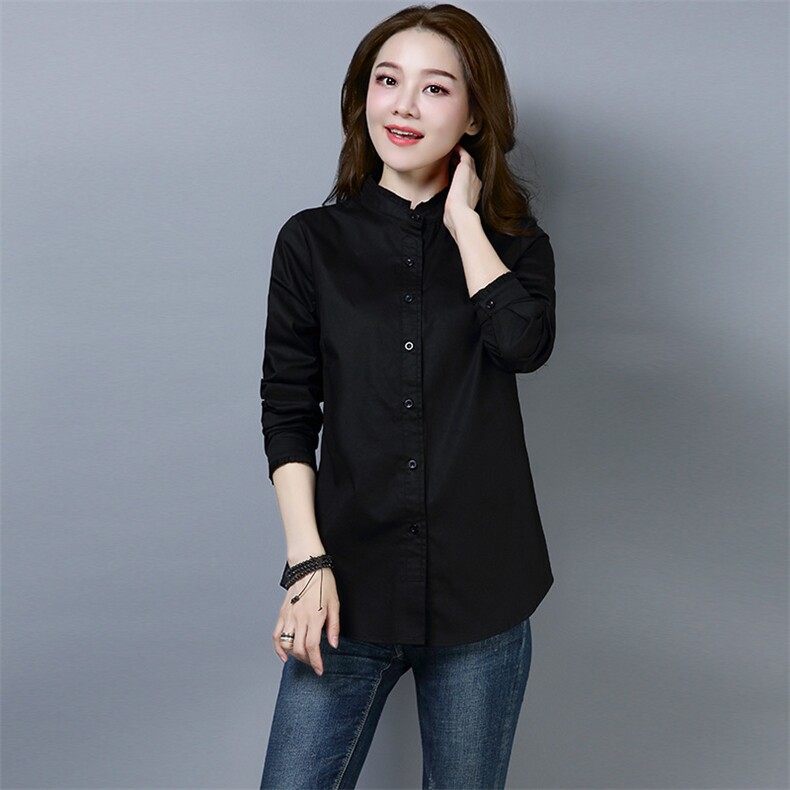 中国红衬衫女全棉长袖木耳边立领2024年春秋新款洋气减龄纯棉衬衣,女装衬衫,风姿绰