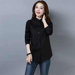 中国红衬衫女全棉长袖木耳边立领2024年春秋新款洋气减龄纯棉衬衣图片