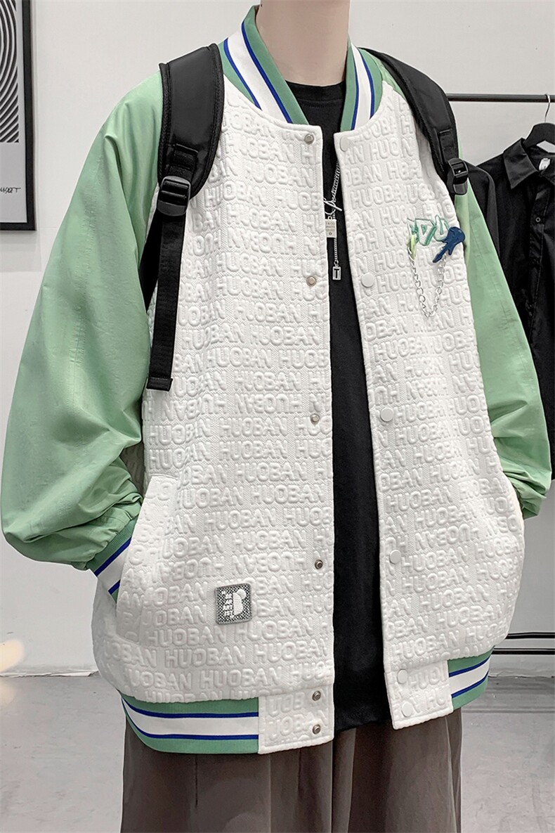 2023秋上新潮流棒球服男女中性风韩版简约刺绣夹克外套8013-P95,男装夹克,电商A441-1