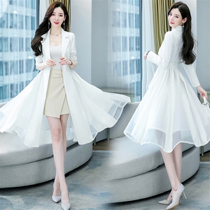 职业西装领连衣裙女2025春秋新款时尚名媛气质女神范收腰风衣外套图片