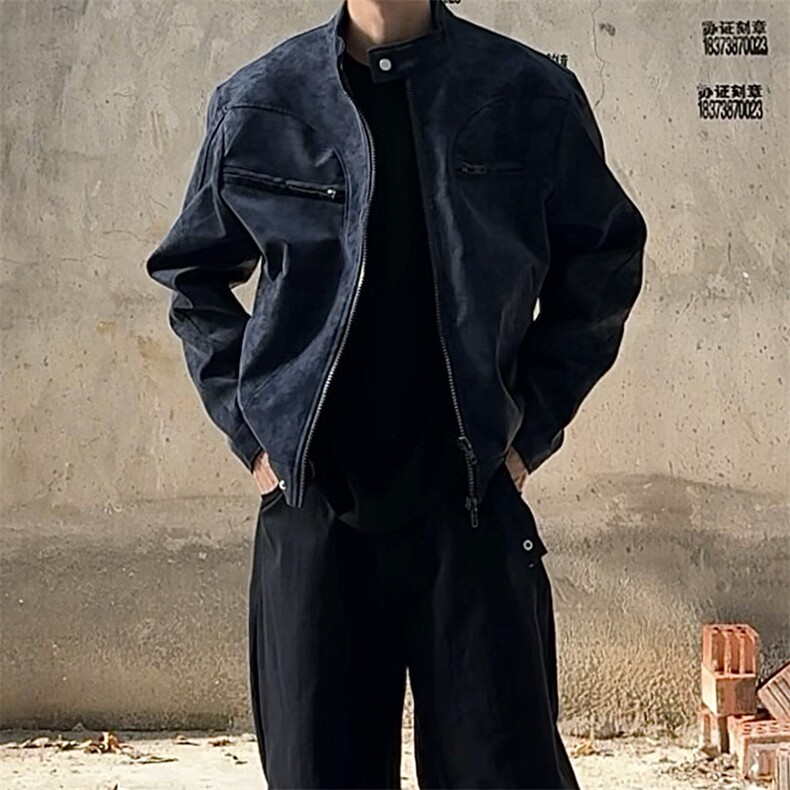 三色哈灵顿皮衣W2602P105M-2XL，男装皮衣，电商C313