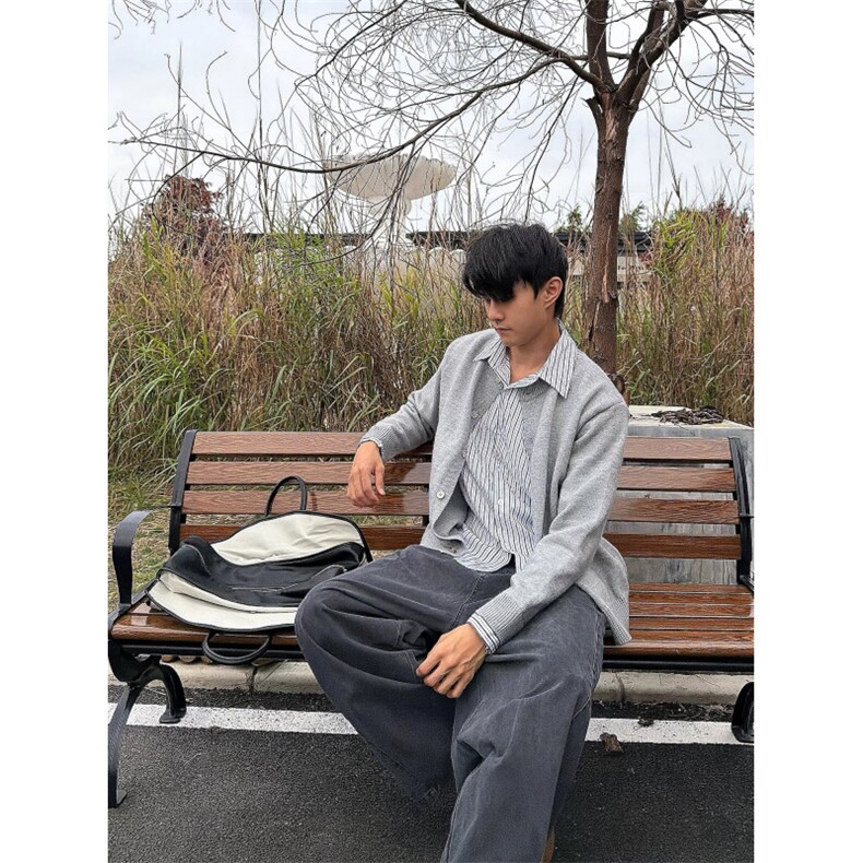 C316MY8503P88特春装新款条纹撞色假两件毛衣针织衫个性,男装针织衫/毛衣,电商C316