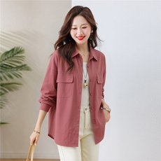 衬衫外套女纯色宽松休闲外套，女装衬衫，芙芮
