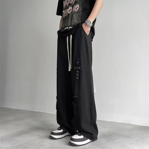破洞牛仔裤2026美式高街设计感小众微喇宽松直筒裤K70226-P40网图图片