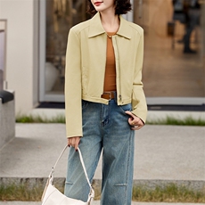 主推引流外套女2025春秋设计感休闲小个子显瘦显高夹克机车服上衣，女装皮衣，美拉德工厂直营店