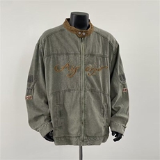 美式赛车服外套男春秋潮牌痞帅宽松休闲立领拉链夹克衫W6009-P82，男装夹克，星座412-2