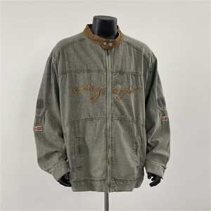美式赛车服外套男春秋潮牌痞帅宽松休闲立领拉链夹克衫W6009-P82图片