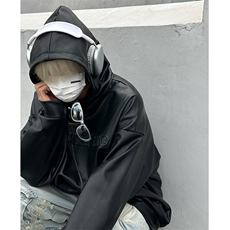 美式ins高街暗黑小众圆领皮卫衣套头皮衣外套PY01-P75-现货，男装皮衣，电商B327