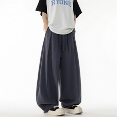 8XL-M亚麻弯刀裤直筒阔腿裤子男夏季宽松大码运动灯笼裤KZ068P60，男装休闲裤，电商B312