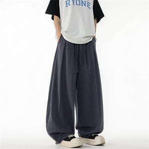 8XL-M亚麻弯刀裤直筒阔腿裤子男夏季宽松大码运动灯笼裤KZ068P60图片