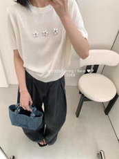 高档夏季新款t恤女短袖圆领宽松休闲正肩穿搭简约洋气小众ins，女装T恤，唐诺