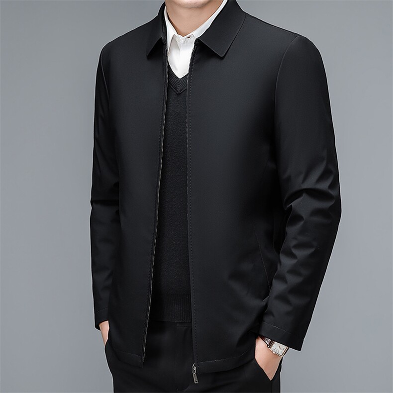 冬季新款翻领纯色免烫羽绒服男装中年休闲可脱卸内胆加厚保暖外套,男装羽绒服,电商B212（原钱塘6029）