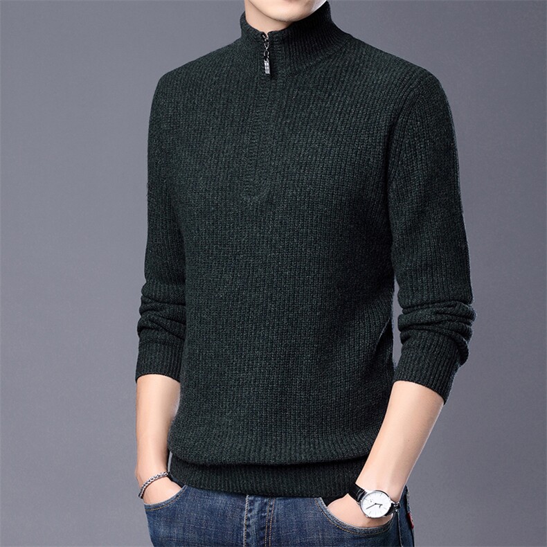CM12029钱塘2020-2商务休闲半高领冬季厚款中年男士羊毛衫P185,男装针织衫/毛衣,钱塘207-2