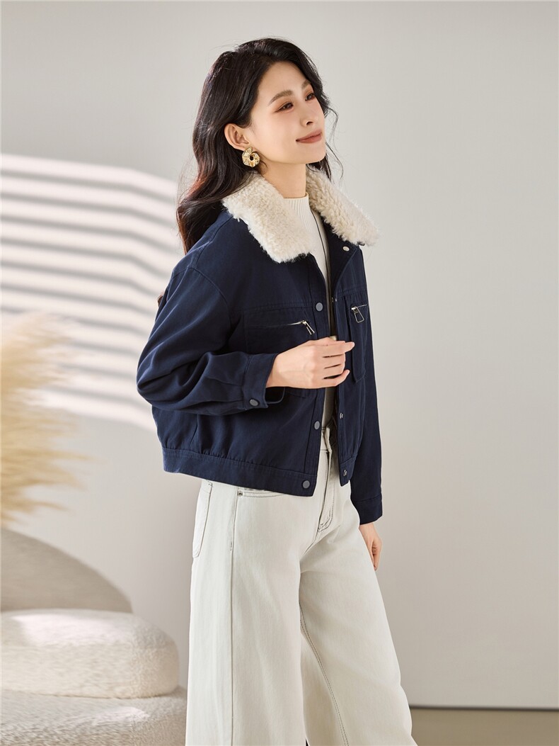 2025秋冬装新款加绒加厚短款外套,女装棉衣/棉服,梦芯尔