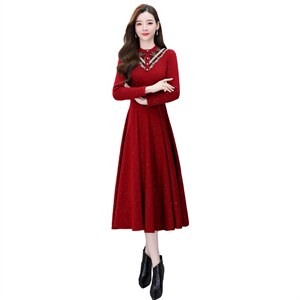 秋冬连衣裙女2021年新款洋气打底配大衣气质高端加绒加厚内搭裙子图片