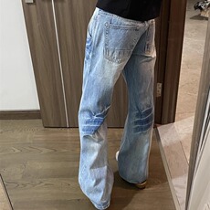 浅色牛仔裤男直筒宽松阔腿美式高街vibe裤子潮牌痞帅百搭休闲长裤，男装牛仔裤，星座813-2