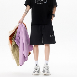 8XL-M夏季凉感冰丝速干短裤男透气五分休闲裤宽松刺绣DK1537P35