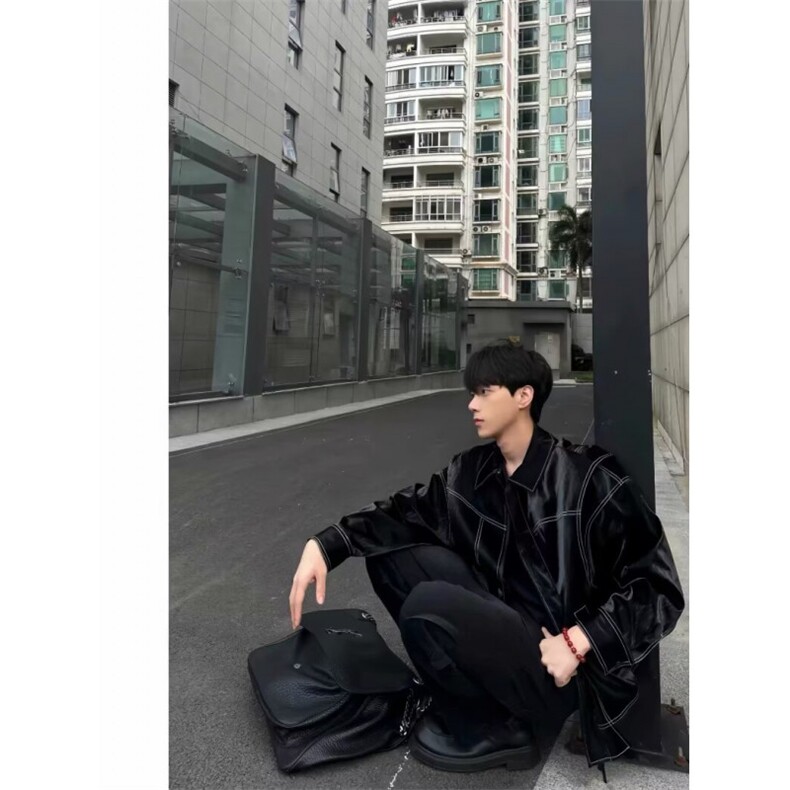 潮牌痞帅炸街皮衣外套男款2024新款秋季潮流皮夹克J196,男装夹克,星座1116A（原606A-3）