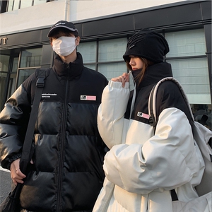 港风新款冬季时尚百搭情侣加厚PU皮棉服外套MY6405特批95控158图片