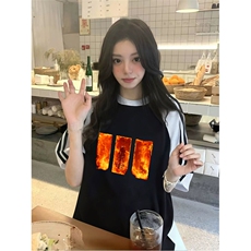 抖音得物品质二开240克宽松纯棉美式潮牌插肩三杠织带短袖T恤，男装T恤，电商A486