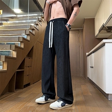 浪花皱春夏垂感休闲裤抽绳宽松直筒长裤个性男装A266-KZ1101-P35，男装休闲裤，电商A266