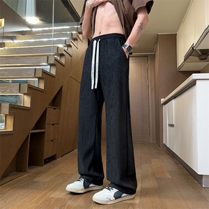 浪花皱春夏垂感休闲裤抽绳宽松直筒长裤个性男装A266-KZ1101-P35图片