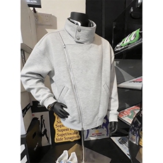 抖音得物品质26春装美式重磅结构斜拉链高领连帽卫衣开衫外套W61，女装短外套，电商A486