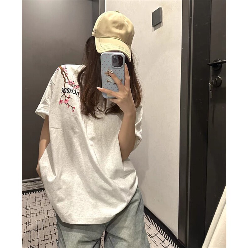 万针全刺绣工艺抖音得物高品质260克重磅纯棉双纱美式高街短袖T恤,男装T恤,电商A486-1