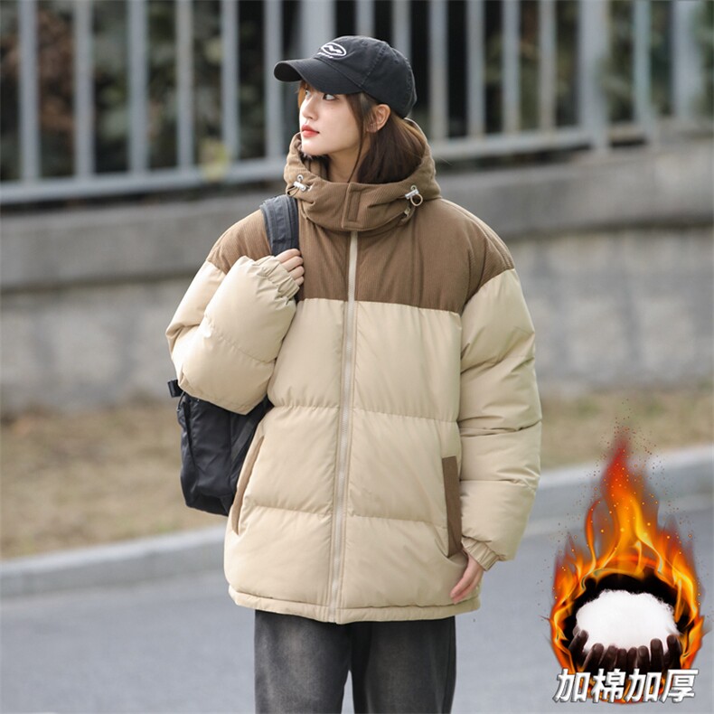 冬季加厚男女同款光版可拆卸帽保暖拼接棉衣二开A406MY810P90,男装棉衣,星座309（原A406）
