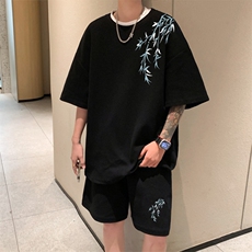 ！2025夏季新款男士华夫格短袖套装百搭学生一套HTZ100P50，男装T恤，电商B220