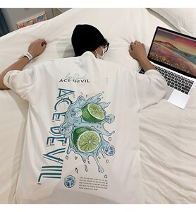 现货 夏季ins潮牌短袖t恤男港风百搭潮流情侣半袖上衣 T1114-P28图片
