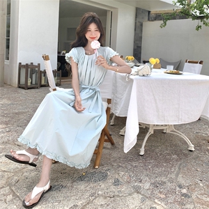 ：夏装新款韩版宽松通勤木耳边连衣裙2C135-8831P120K198图片